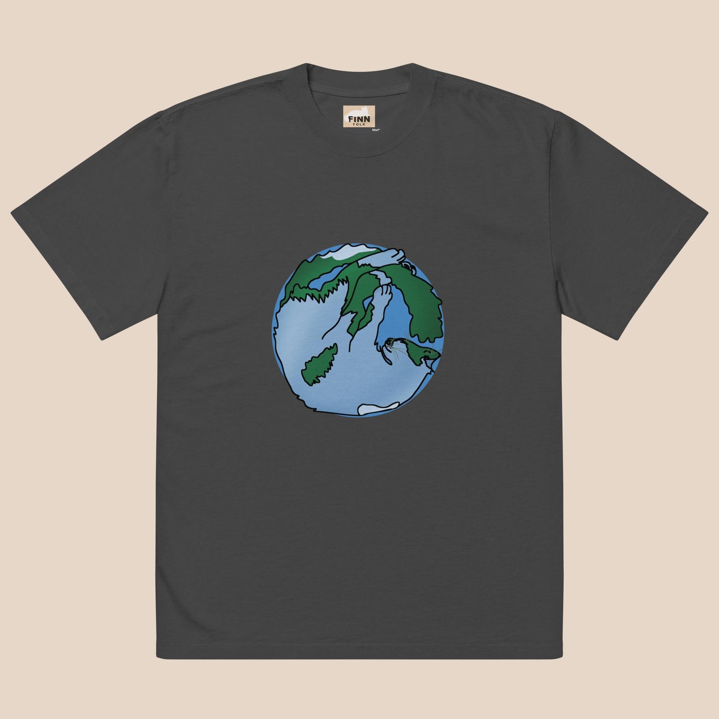 Planet Finn Oversized faded t-shirt
